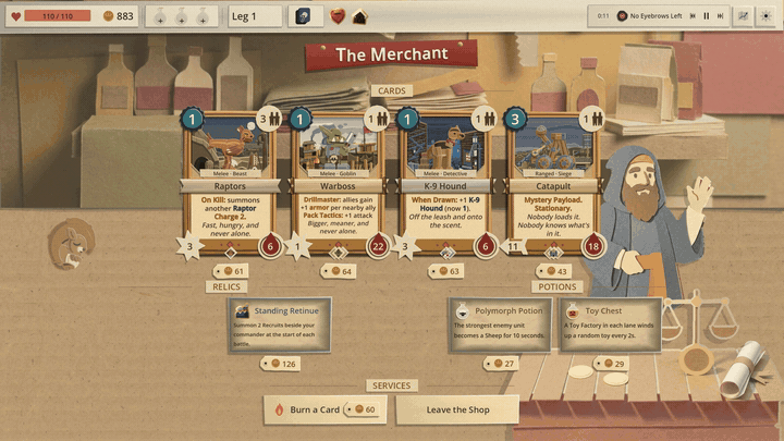 Leaving the shop: the stall shuts like a book and slides away to show the chart