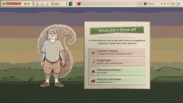 The send-off screen peels off the desk from its top left corner like a sticker, showing the next act's chart